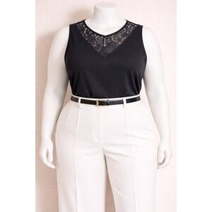 Lane Bryant Black Lace Yoke Sleeveless Knit Top Plus Size 22/24